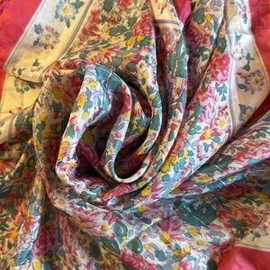 Pink Rose Floral Large Square Scarf in 100% Silk